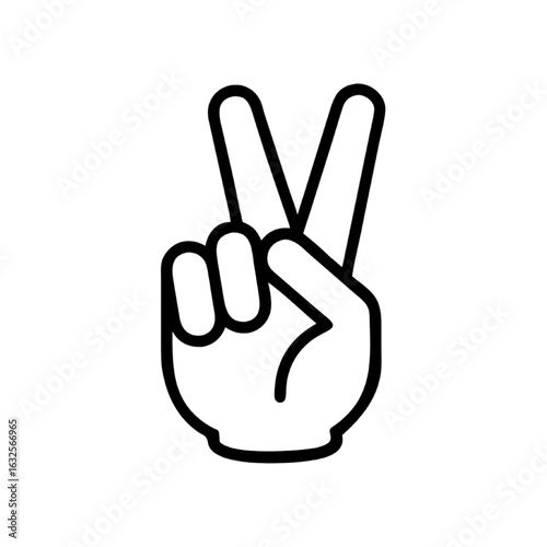 Peace Gesture Outlined Hand Showing the Victory Sign for Posters and Visual Designs