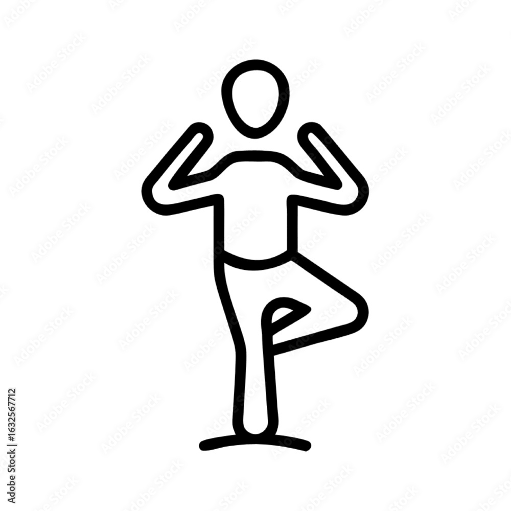 Line icon of a person in a yoga tree pose for wellness and balance concepts. sv (98).ai Line icon of a person in a yoga tree pose for wellness and balance concepts. sv (98).ai