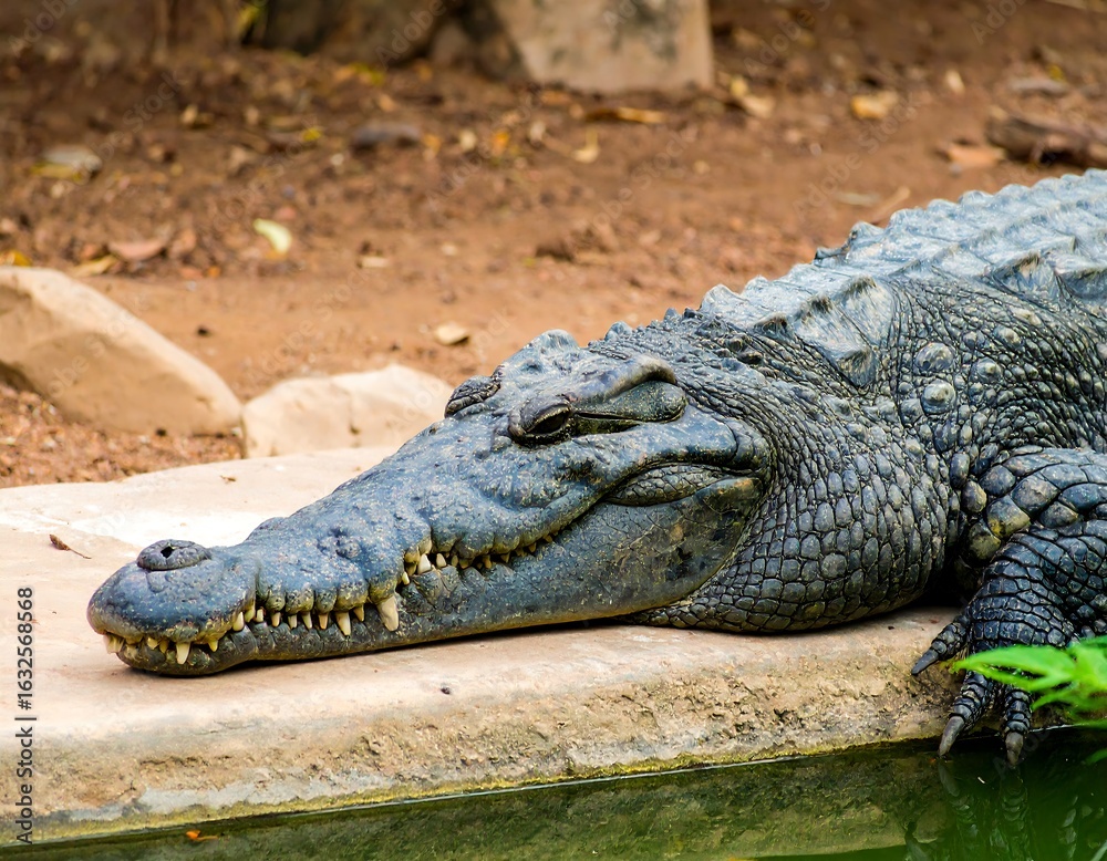 Fototapeta premium Croc resting near water