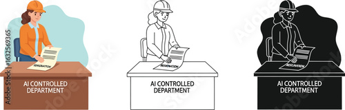 Woman engineer resignation in ai controlled department vector