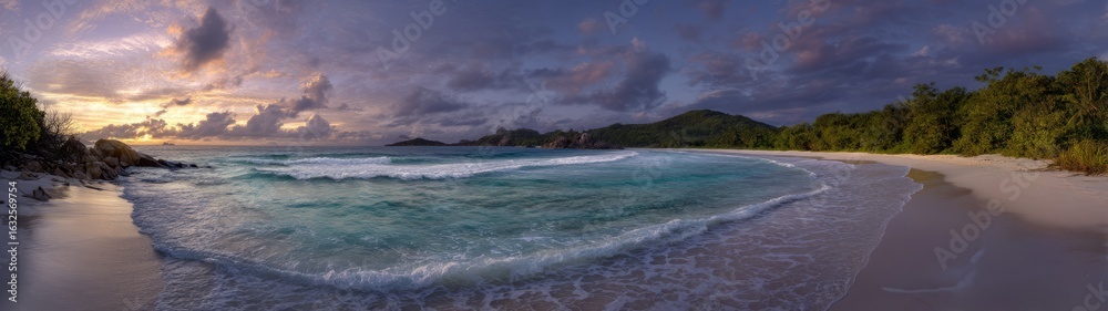 Obraz premium Serene beach sunset seychelles hdr panoramas