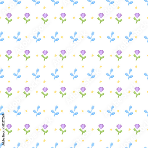Pixel Art Floral Seamless Pattern