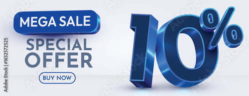 10 percent Off. Discount creative composition. Mega Sale. Vector illustration.