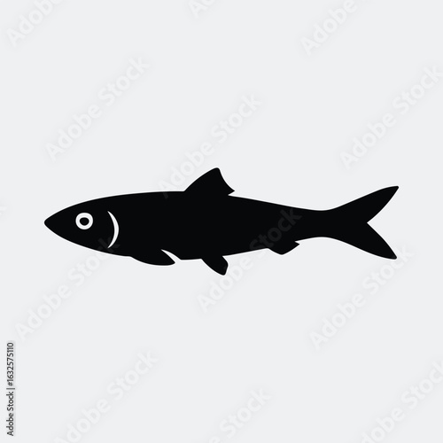 Silhouette herring fish swimming in ocean vector illustration