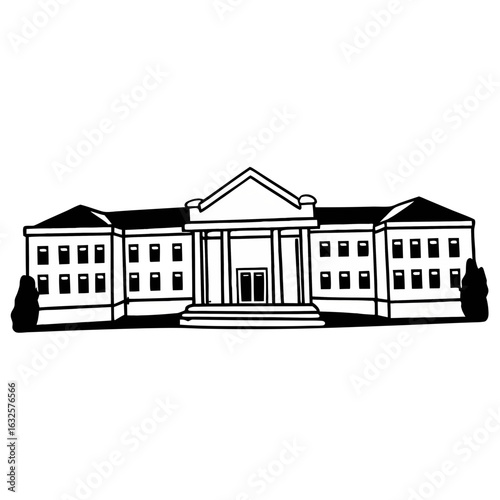 Illustration of a classical building with columns isolated on white background