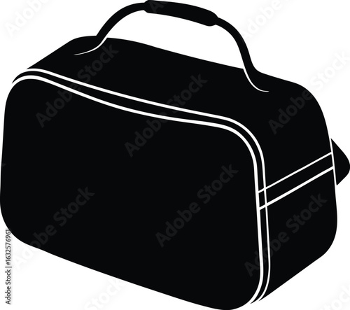 black silhouette a toiletry bag on white backgroun.eps