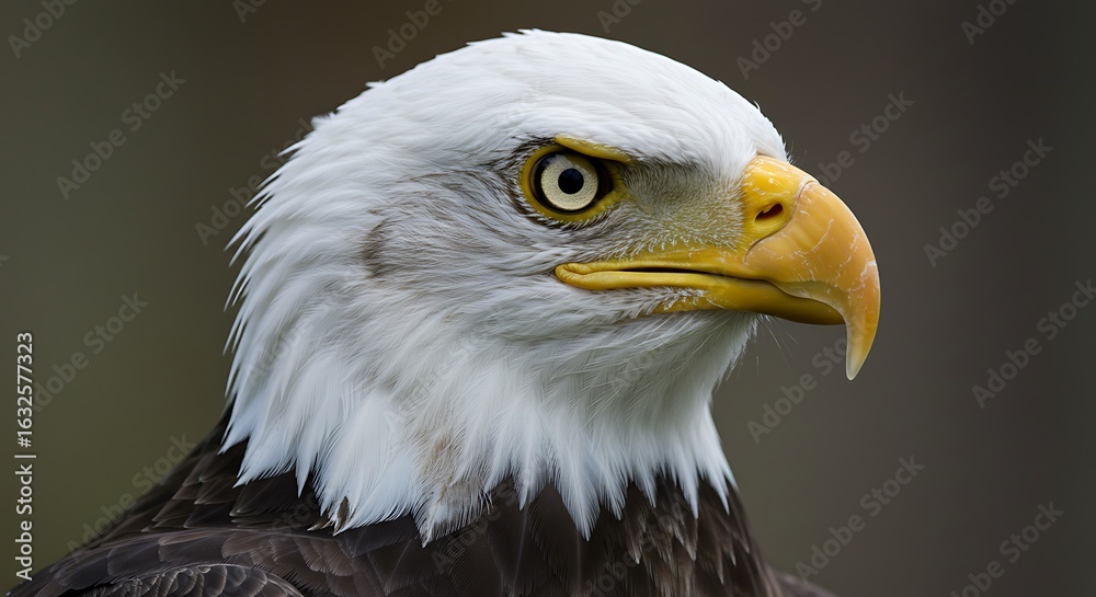 Obraz premium Close up profile of a bald eagle s head 
