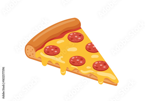 A pizza slice is shown with crust sauce cheese and pepperoni