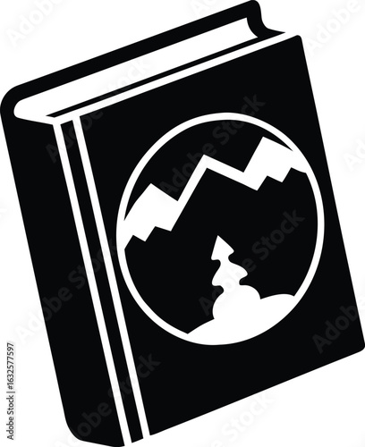black silhouette a travel guidebook on white backg.eps