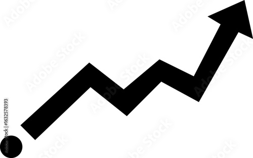 Black Jagged Line Graph Arrow Pointing Upwards chart upward trend