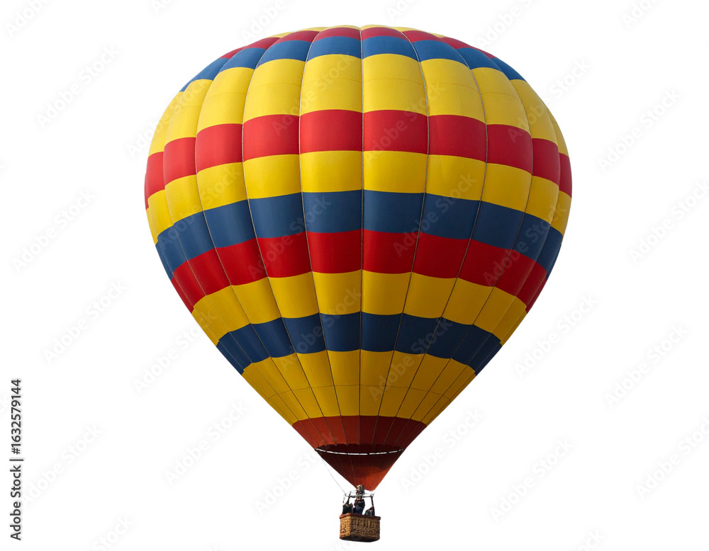 Naklejka premium Brightly Colored Hot Air Balloon Floating in the Sky, Isolated on Transparent Background