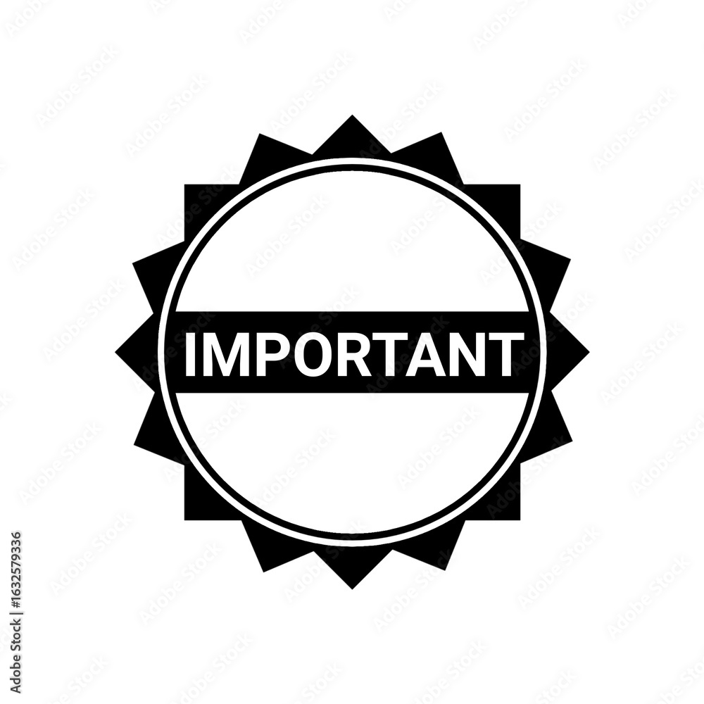 Obraz premium Important Stamp Black and White Icon Vector
