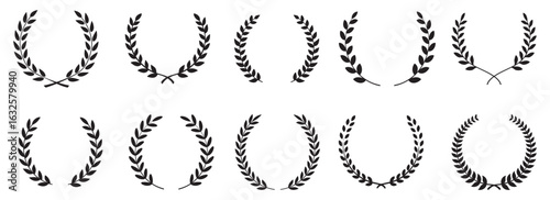 Black and White Laurel wreath vector art collection