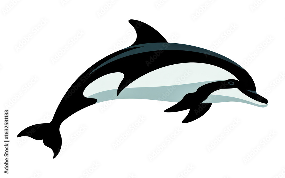 Naklejka premium Orca killer whale jumping with calf illustration