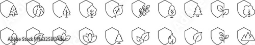 Environmental Protection Line Icon Collection. Nature Conservation Outline Signs for Graphic and Web Design, Apps, Adverts, Various Cards