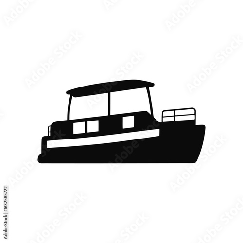 pontoon boat vector silhouette art illustration