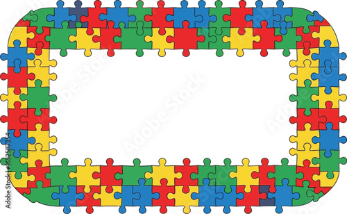 Colorful jigsaw puzzle frame border vector design element