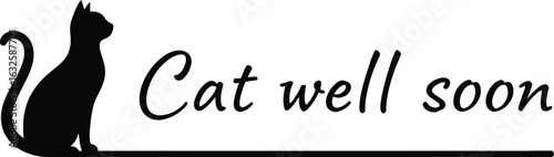 Get well soon cat image black silhouette feline graphic art