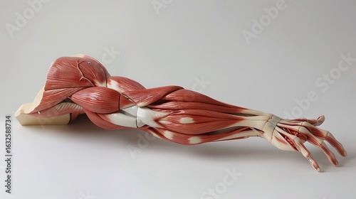 Detailed Anatomical Model Illustrating Human Arm Musculature And Tendons