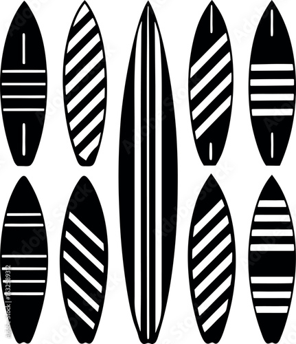 vector set of surf boards