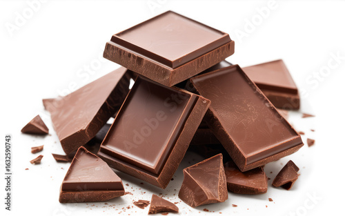 Stack of Dark Chocolate Pieces broken