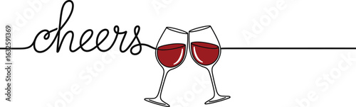 Cheers wine glasses vector illustration for celebration design art