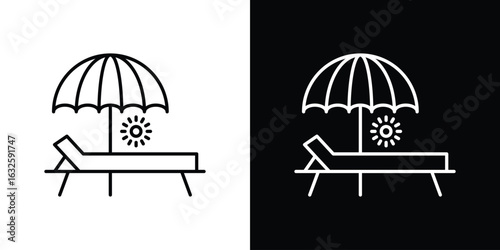 Sun bed icon line symbol concept, vector illustration