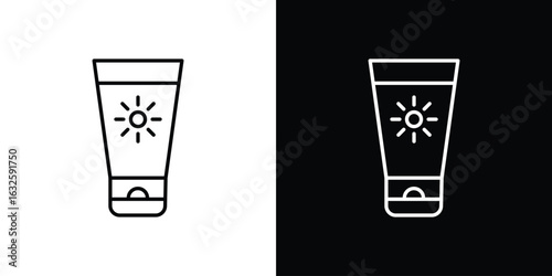 Sun cream icon line symbol concept, vector illustration