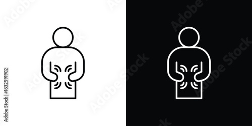 Stomachache icon line symbol concept, vector illustration