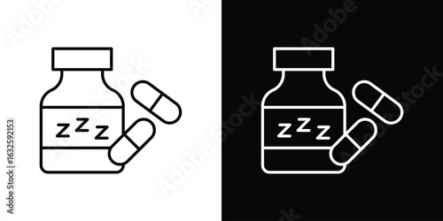 Sleeping pills icon line symbol concept, vector illustration