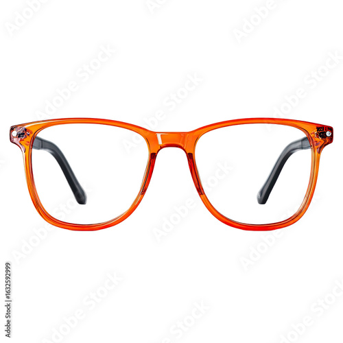 Orange eyeglasses, front view