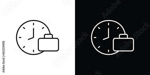 Office time icon line symbol concept, vector illustration