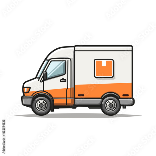 Delivery truck parked on a city street during daylight hours showing clear design and side profile