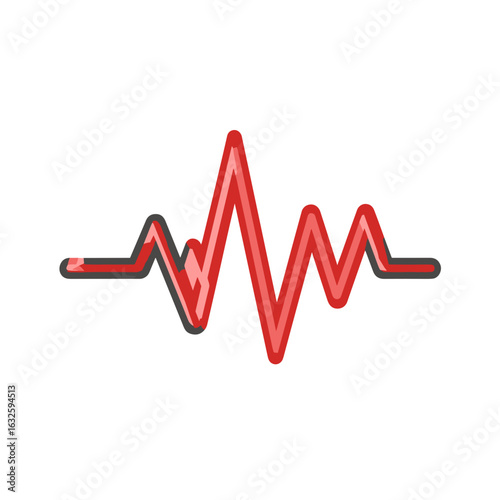 Red heartbeat line illustrating human life's rhythmic pulse in a minimalist design