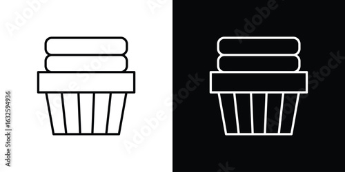 Laundry basket icon line symbol concept, vector illustration