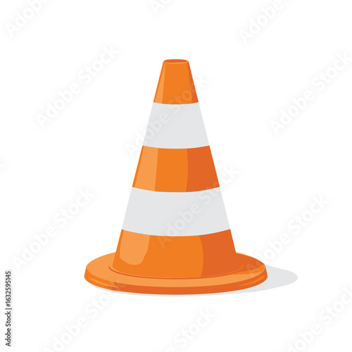 Bright traffic cone placed prominently on a clean white background for easy visibility in road safety situations