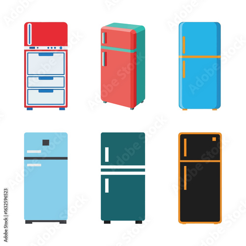 Collection of Modern Refrigerators in Various Colors and Designs