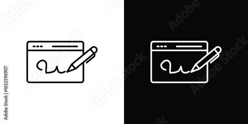 Electronic signature icon line symbol concept, vector illustration