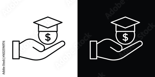 Education cost icon line symbol concept, vector illustration