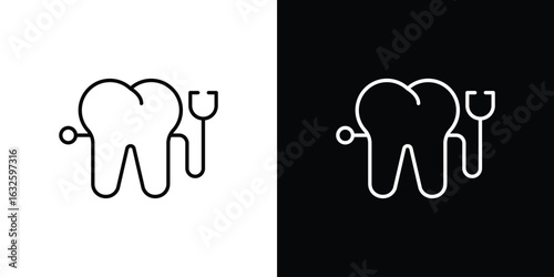 Dental care icon line symbol concept, vector illustration