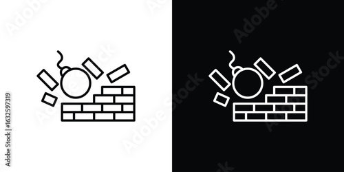 Demolition icon line symbol concept, vector illustration