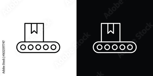 Conveyor belt icon line symbol concept, vector illustration