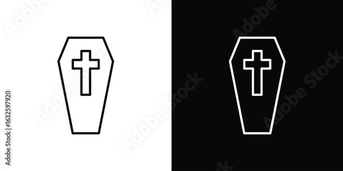 Coffin icon line symbol concept, vector illustration