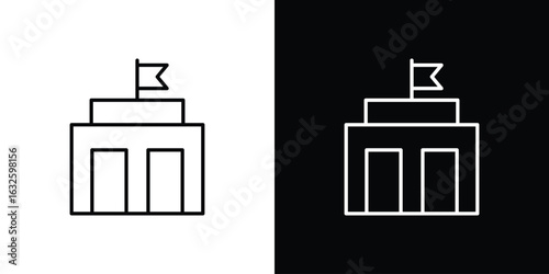 City hall building icon line symbol concept, vector illustration