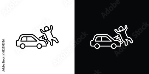 Car accident icon line symbol concept, vector illustration