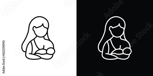 Breastfeeding icon line symbol concept, vector illustration