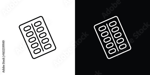 Blister drug pack icon line symbol concept, vector illustration