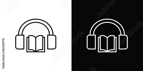 Audio book icon line symbol concept, vector illustration