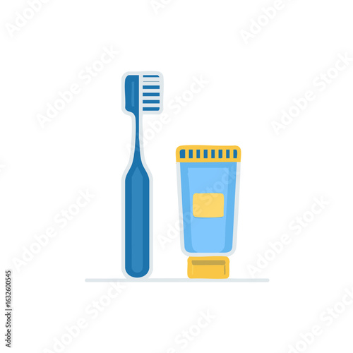 Toothbrush and toothpaste vector illustration for dental care