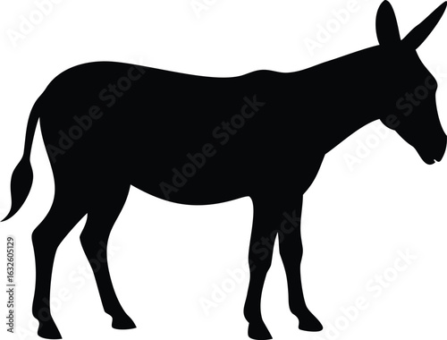 Standing donkey shows a silhouette figure on a white background, displaying unique form